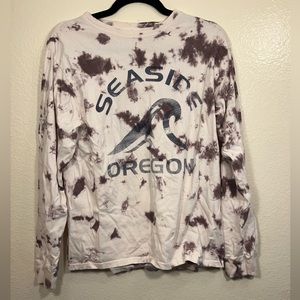 Seaside Oregon Purple Tie Dye Long Sleeve Shirt Small